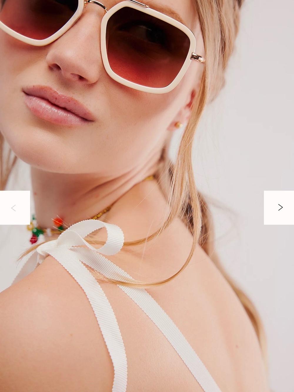 Free People Cream Frame Sunglasses with Brown Gradient Lenses